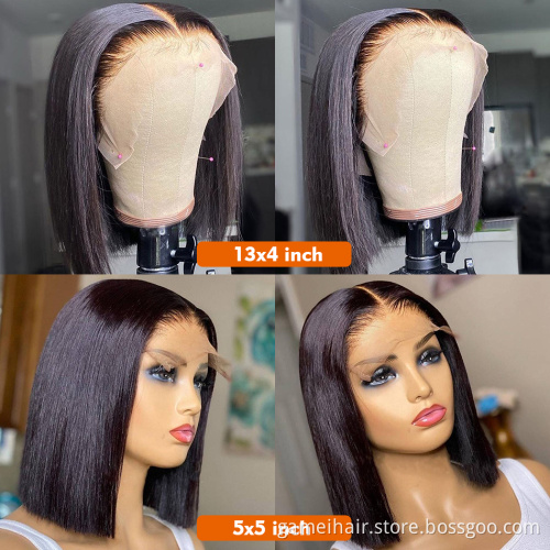 Wholesale Straight Bob Wig  Hd Full Lace Front Wig For Black Women Cheap Raw Indian Virgin Human Hair Lace Frontal Short Bob Wig